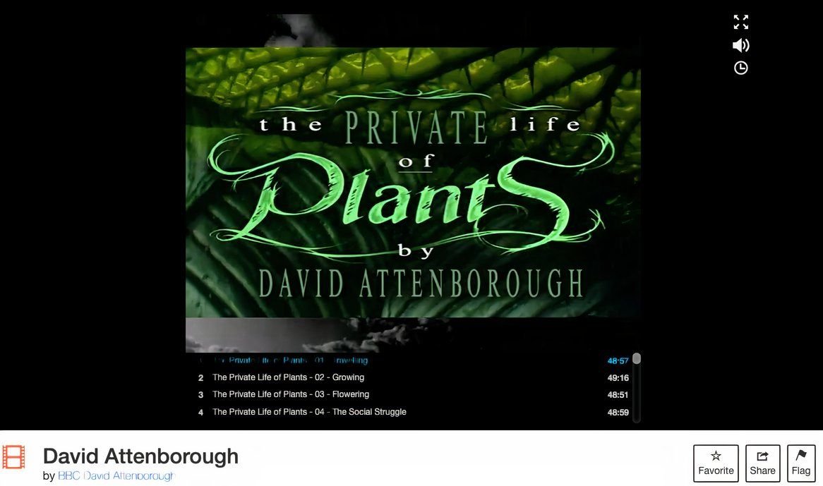 The Internet Archive's TV menu.